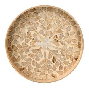 Bandeja de Servicio Vintage con Diseño de Hojas Doradas en Madreperla, Bandeja para Servir Café, Bandeja para Servir Postres, Organizador para Hotel o Resort - Product Image 1