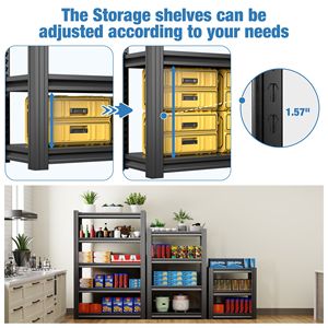 Scaffalatura per Garage a 5 Ripiani Resistente, 183 cm, Altezza Regolabile, Scaffali Metallici per Seminterrato e Uso Industriale - Product Image 3