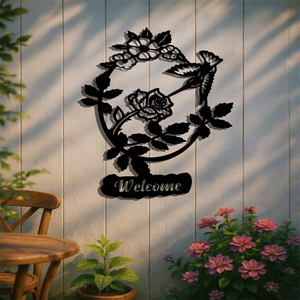 CIFbuy Targa di Benvenuto Moderna con Uccelli in Fiore per Soggiorno, Camera da Letto, Ingresso - Decorazione Murale Primaverile in Legno - Product Image 5