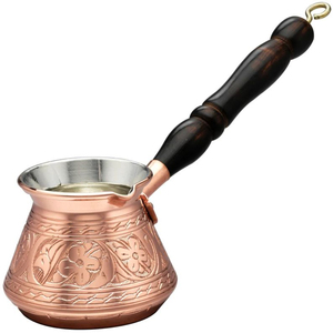 Handmade Engraved Solid Copper Turkish <b>Coffee</b> Pot Cezve Ibrik With Heat-Resistant Wooden Handle Traditional Stovetop <b>Coffee</b> - Product Image 5