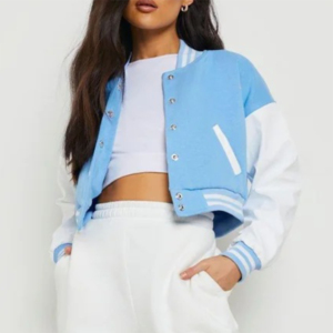 Veste courte de style universitaire pour femme, streetwear professionnel, prix raisonnable, vente en gros, design de haute qualité, motif uni - Product Image 5