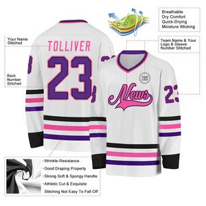 Jersey de Hockey sobre Hielo Sublimado Ligero de Alta Calidad, Personalizado, de Secado Rápido, OEM, Cuello Redondo, Corte Regular, Transpirable para Hombre - Product Image 3