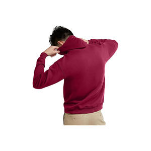 Sweat-shirt à capuche en molleton uni couleur bordeaux pour homme, confortable, avec poche kangourou - Product Image 4
