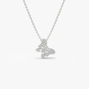 Pendentif papillon en diamant synthétique de luxe plaqué argent et or, certifié IGI, design élégant, bijoux fins, cadeau pour femmes, style hip hop - Product Image 5