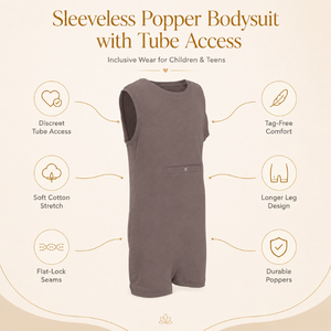 Mocha Taupe Sleeveless Bodysuit | Special Kids Sensory Clothing Inclusive Wear Tube Access Cotton Stretch Breathable Zipper - Product Image 5