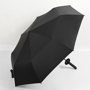 Creative New Three-Fold Black Sword <b>Umbrella</b> Stock Handle Sunny <b>Umbrella</b> Advertising Semi-<b>Automatic</b> Folding - Product Image 6