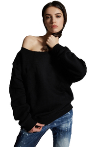 Sudadera con hombros caídos personalizada con estampado de perlas, de manga larga, estilo holgado, para envío directo - Product Image 2