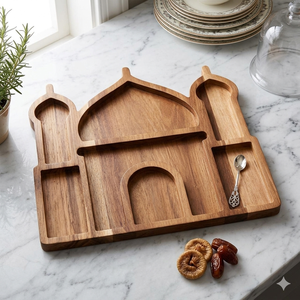 ถาดไม้ - ป้ายไม้รูปมัสยิดสำหรับใส่ช็อกโกแลตทอฟฟี่  ป้ายติดผนังลายมุก  ถาดไม้เสิร์ฟช็อกโกแลตลายอาหรับ - Product Image 1