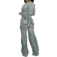 Ensembles de jeans pour femmes 2 pièces : pantalon cargo et hauts à manches longues, veste en jean streetwear, tenues deux pièces pour femmes 2026