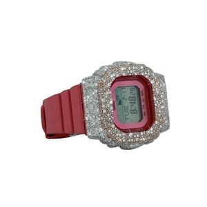 Montre élégante en moissanite avec boîtier en argent sterling, cadran analogique semi-serti, bracelet en caoutchouc pour homme - Product Image 3