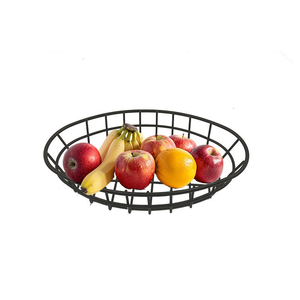 Wholesale Portable Iron <b>Basket</b> French <b>Bread</b> <b>Basket</b> Powder Coating Black Stackable Storage Wire Metal Wire <b>Basket</b> - Product Image 1