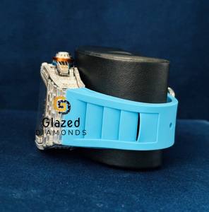 Reloj Cronógrafo de Lujo con Incrustaciones de Diamantes Moissanite de Corte Baguette y Claridad VVS, Estilo Hip Hop para Fiestas - Product Image 4