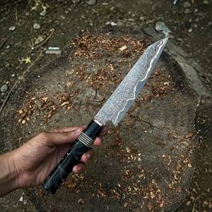 Cuchillo de Chef Artesanal de 7 Pulgadas con Hoja de Cobre Damasco, Mango de Resina, Funda de Cuero, Logotipo Personalizado, Cuchillos Plegables Profesionales - Product Image 2
