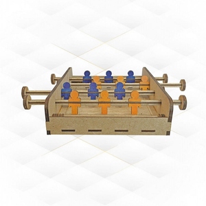 Handcrafted Wooden Tabletop Foosball Game With Blue And Orange Players Compact Table Football Toy For <b>Kids</b> And Friends Enjoyment - Product Image 5