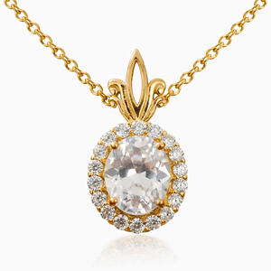 Collier pendentif ovale en moissanite avec halo, en argent sterling 925, aspect diamant, bijoux de mariée classiques, cadeau pour femme - Product Image 1