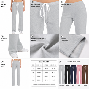 Women's Low Rise Casual Hollow Out Breathable Lightweight Fleece Athletic <b>Flare</b> <b>Legging</b> Sweat Pants - Product Image 6