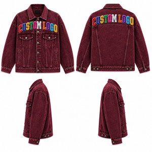 Fournisseur de vestes en jean streetwear personnalisées avec broderie multicolore - Product Image 5