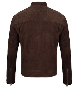 Windproof Anti-Bacterial <b>Suede</b> Leather <b>Jacket</b> with Stand Collar and Zipper Closure for Winter - Product Image 2
