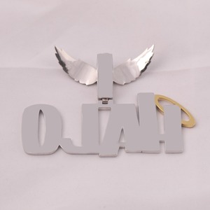 Collar con Colgante de Letra HALO Personalizado con Alas de Ángel, Chapado en Plata 925, con Incrustaciones de Moissanita, Joyería Hip Hop de Lujo, Collar con Nombre Brillante - Product Image 4