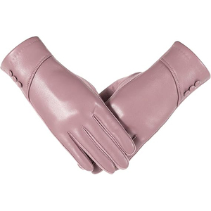 ถุงมือหน้าจอสัมผัส PU สีชมพู ระบายอากาศได้ดี เป็นมิตรกับสิ่งแวดล้อม แบบเรียบง่าย ไม่บุซับใน สำหรับใส่ลำลองในฤดูหนาว - Product Image 1