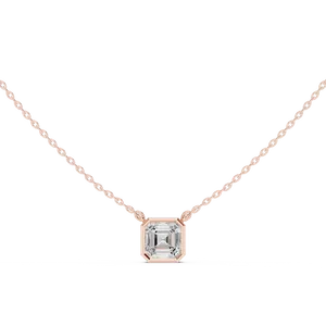 Pendentif solitaire en diamant de laboratoire taille Asscher, or massif 10K 14K 18K, bijoux fins pour femmes, accessoires, cadeau, chaîne incluse - Product Image 3