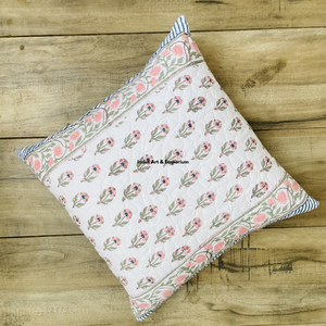 Funda de Cojín Cuadrada Decorativa Acolchada de Algodón con Estampado a Mano Indio de 40 x 40 cm - Product Image 5