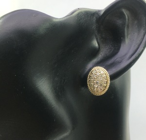 Round Cut Natural Diamond Halo <b>Stud</b> Earrings Ladies 1.43 Cttw 925 <b>Sterling</b> <b>Silver</b> Yellow Plated Prong Set Trendy Wholesale - Product Image 5