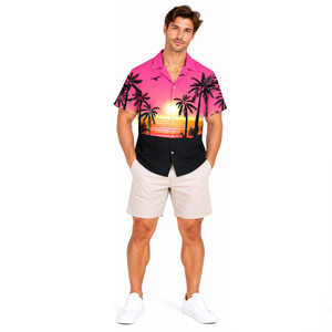 <b>Mens</b> Tropical Resort Apparel Custom Printed <b>Beach</b> <b>Shirt</b> Breathable Lightweight Holiday Summer Travel Fashion Collection - Product Image 5