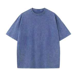 T-shirt uni en coton pur délavé pour homme, style vintage, unisexe, coupe oversize - Product Image 5
