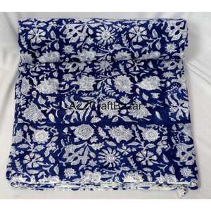 Tissu en coton 100 % écologique léger, imprimé à la main au bloc de Jaipur Sanganeri, fabriqué en Inde, matière première en gros - Product Image 6