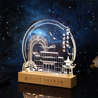 Veilleuse en acrylique personnalisée pour la remise des diplômes, cadeau commémoratif universitaire, ornement de bureau avec base en bois pour l'anniversaire de l'école