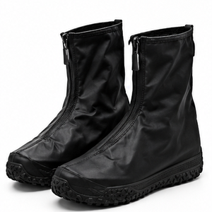 Bottes de moto Aultra One Enterprises imperméables à boucle auto-agrippante noires à bout fermé en cuir véritable couleur unie légères et respirantes - Product Image 5