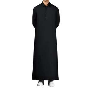 Qamis, Jubba, Kaftan pour Hommes, Mode Arabe de Dubaï, Robe Longue de Prière de l'Aïd, Vêtement Musulman Traditionnel, Grande Taille, en Coton Respirant, Islamique - Product Image 1