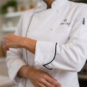 Eco-friendly <b>Cooling</b> Bamboo Woven Chef <b>Jacket</b> Mandarin Collar Long Sleeve Sustainable Breathable Uniform Restaurant Bar - Product Image 5