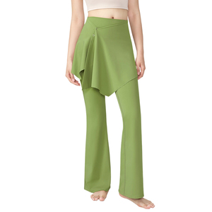 Shorts de Yoga de Cintura Alta con Pierna Ancha, Diseño Asimétrico de Color Sólido, Transpirables, Sin Costuras, de Nailon, Ropa Deportiva para Mujer - Product Image 5