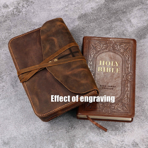 Housse de Bible en cuir pleine fleur rustique personnalisée, étui de Bible fait main, cadeau chrétien gravé sur mesure pour hommes et femmes - Product Image 4