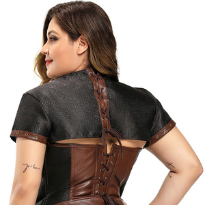 Top Corset de Moda para Mujer con Cierre Frontal con Tachuelas Detalladas, Espalda Ajustable con Cordones, Talla XS, Logotipo Personalizable, Material de Tela - Product Image 3