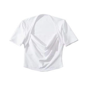 Camiseta Corta Unisex Asimétrica Cruzada de Manga Corta, Tejida en Spandex y Poliéster, Holgada, Transpirable y de Secado Rápido para Primavera/Verano - Product Image 5