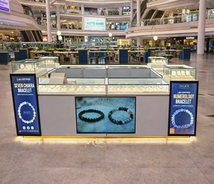 Luxury Jewelry Kiosk Interior Design Modern Retail Setup Glass Display Counters LED <b>Lighting</b> Custom Cabinets Units - Product Image 3