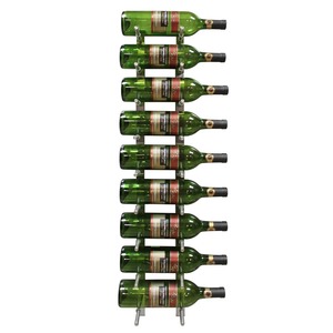 Porte-vin mural en acier inoxydable de style industriel moderne, capacité de 9 bouteilles, support individuel pour bouteille en métal argenté élégant - Product Image 5