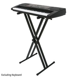 Supporto per Tastiera a X a Doppio Tubo Nero per Strumenti Musicali - Product Image 1