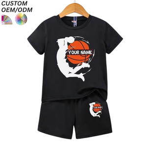 Ensemble de vêtements de sport haut de gamme pour garçons, tenue athlétique pour enfants, ensemble décontracté T-shirt et short 100 % coton, support OEM ODM pour la vente en gros - Product Image 4