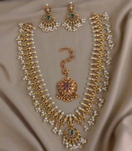 Premium Quality Necklace Set With Maang <b>Tikka</b> Bridal <b>Jewellery</b> Ideal For Weddings, Festive Occasions Elegant Design Lightweight - Product Image 1