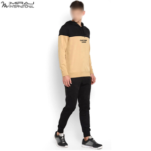 2026 For Wholesale Rate Comfortable <b>Men's</b> Two-Piece Loungewear Set Color Block <b>Pullover</b> Hoodie & Sweatpants For Daily Wear - Product Image 4