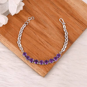 Luxury Purple Amethyst Tennis <b>Bracelet</b> Handmade 925 Silver Jewelry for Unisex - Product Image 1