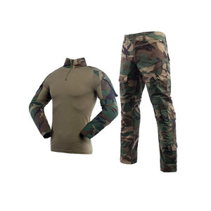 Conjunto de Uniforme Táctico para Hombre, Color Negro, Camiseta de Manga Larga con Cierre y Pantalones Cargo, Poliéster que Absorbe la Humedad, para Todas las Temporadas - Product Image 2
