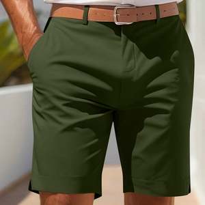 Pantalones Cortos Chino Elásticos para Hombre, Fabricados Directamente en Fábrica, OEM, Corte Ajustado, Frente Plano, de Algodón, Casuales, de Verano, con Bolsillos - Product Image 2