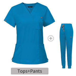 Conjunto de Uniformes Médicos al por Mayor, Cuello en V Elástico, Uniforme de Enfermera, Blusa de Manga Corta para Doctor y Pantalones Jogger, para Hospital, Clínica Dental - Product Image 3