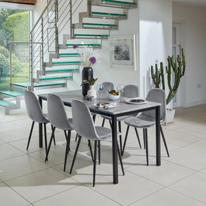 Silla de Comedor Moderna de Terciopelo con Patas de Metal Negro, Silla Lateral Tapizada sin Brazos para Comedor, Cocina, Cafetería y Restaurante - Product Image 2