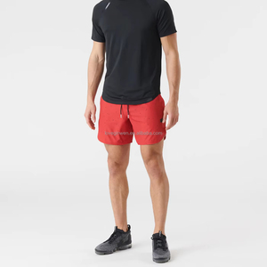 Shorts de course pour hommes, séchage rapide, imperméables, respirants, 100% polyester, avec poche arrière zippée pour téléphone, pour l'entraînement - Product Image 2